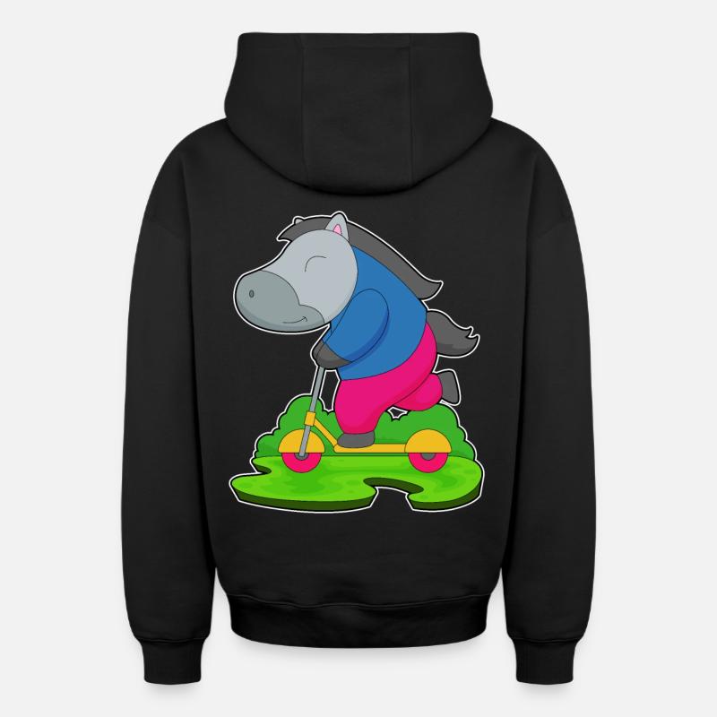 Trottinette à cheval - Sweat à capuche unisexe zippé oversize épais SPREAD - noir