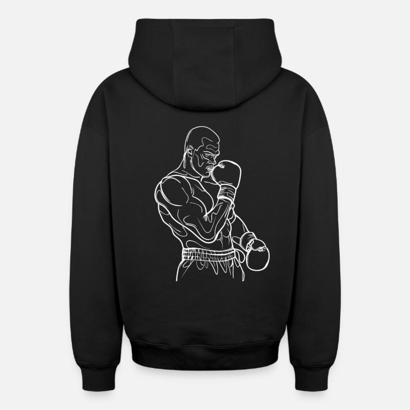 Boxeur - Sweat à capuche unisexe zippé oversize épais SPREAD - noir