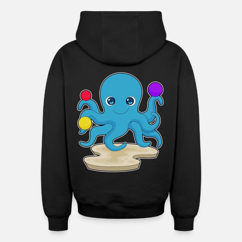 Pieuvre douce - Sweat à capuche unisexe zippé oversize épais SPREAD - noir