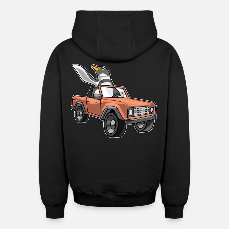 Voiture Pingouin - Sweat à capuche unisexe zippé oversize épais SPREAD - noir