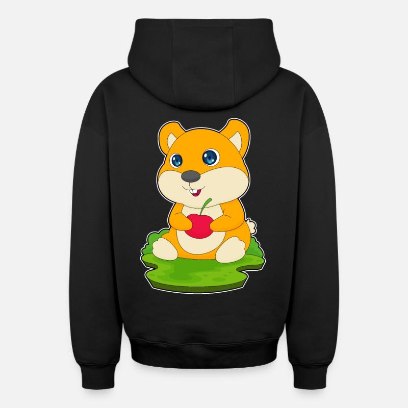 Cerise de hamster - Sweat à capuche unisexe zippé oversize épais SPREAD - noir