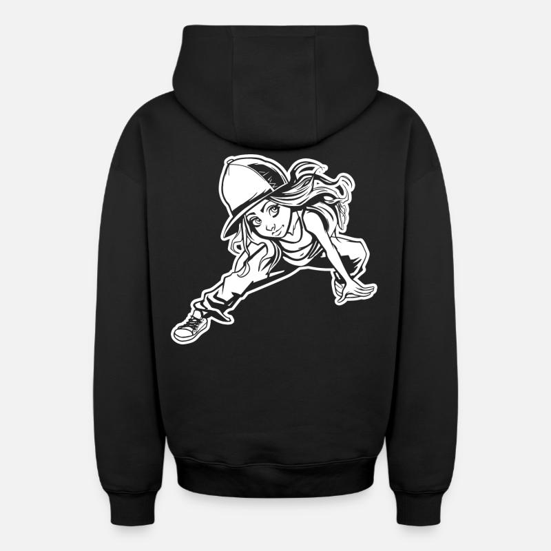 Breakdancer - Sweat à capuche unisexe zippé oversize épais SPREAD - noir