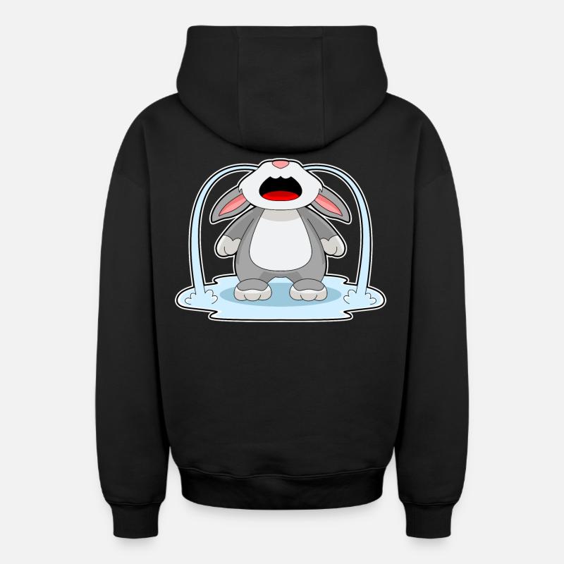 Lapin triste - Sweat à capuche unisexe zippé oversize épais SPREAD - noir