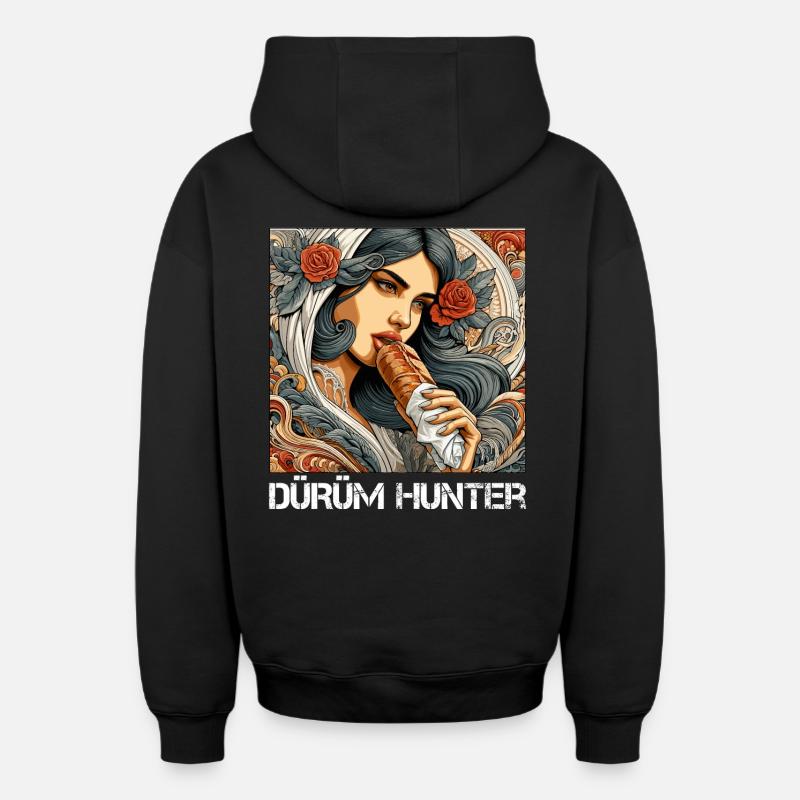 Dürüm Hunter Kebab Cadeau - Sweat à capuche unisexe zippé oversize épais SPREAD - noir