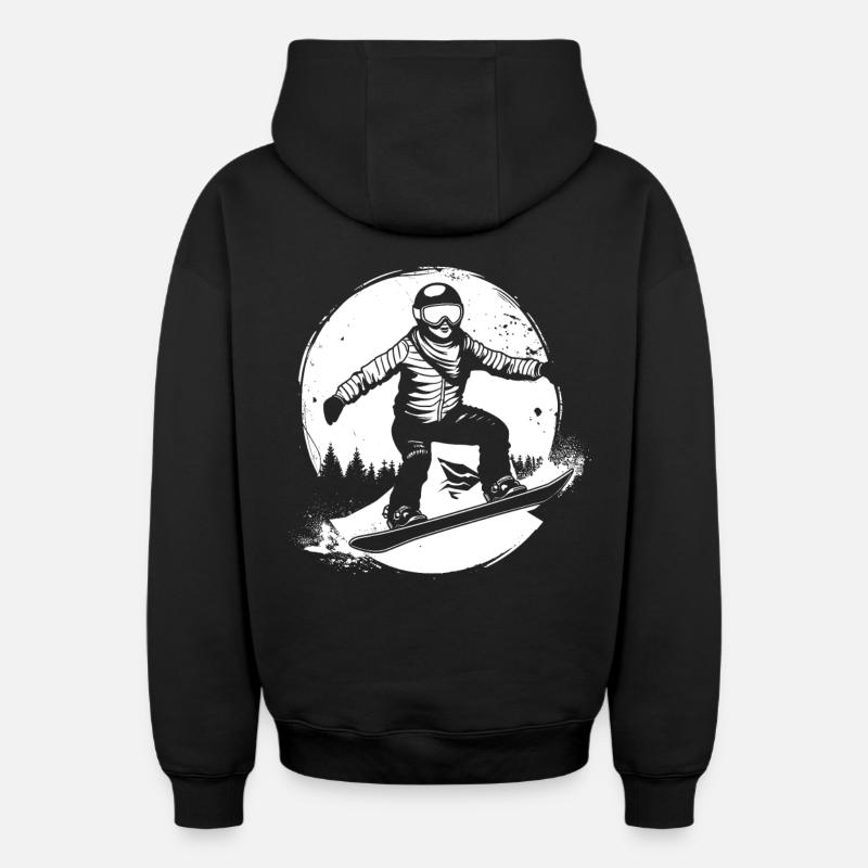 Dessin de snowboarder - Sweat à capuche unisexe zippé oversize épais SPREAD - noir