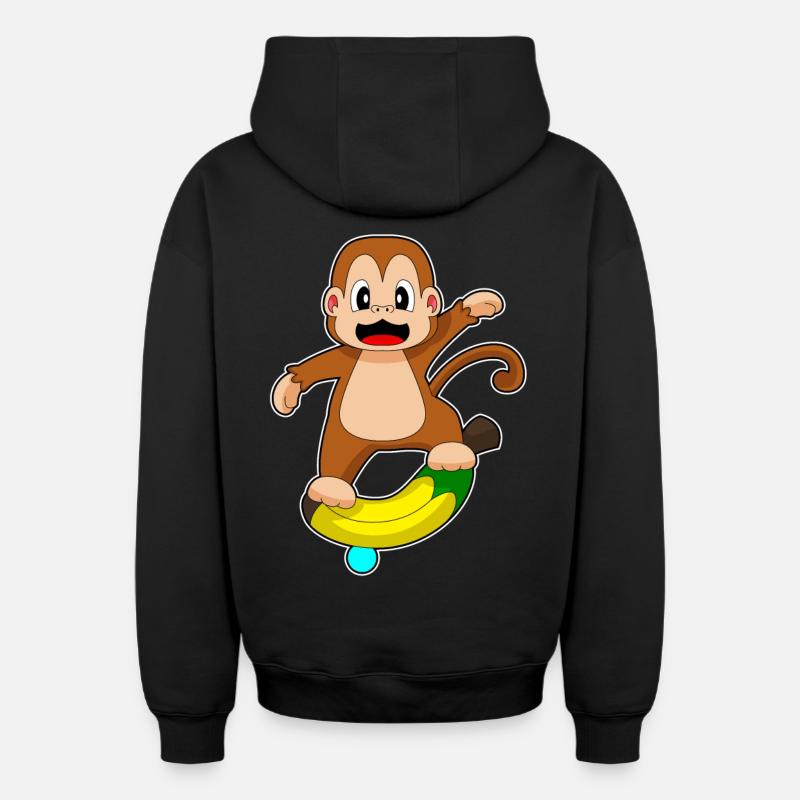 Équilibre Monkey Banana - Sweat à capuche unisexe zippé oversize épais SPREAD - noir