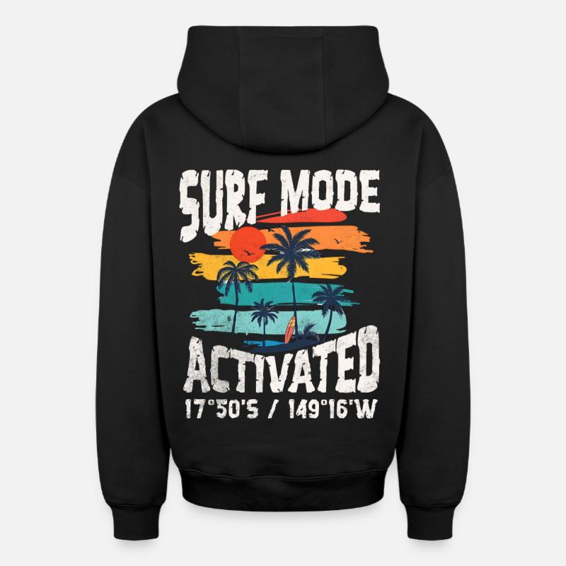 Surf mode activated Copy - Sweat à capuche unisexe zippé oversize épais SPREAD - noir