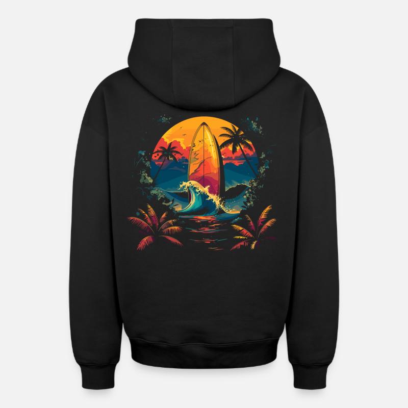 Surf - Sweat à capuche unisexe zippé oversize épais SPREAD - noir