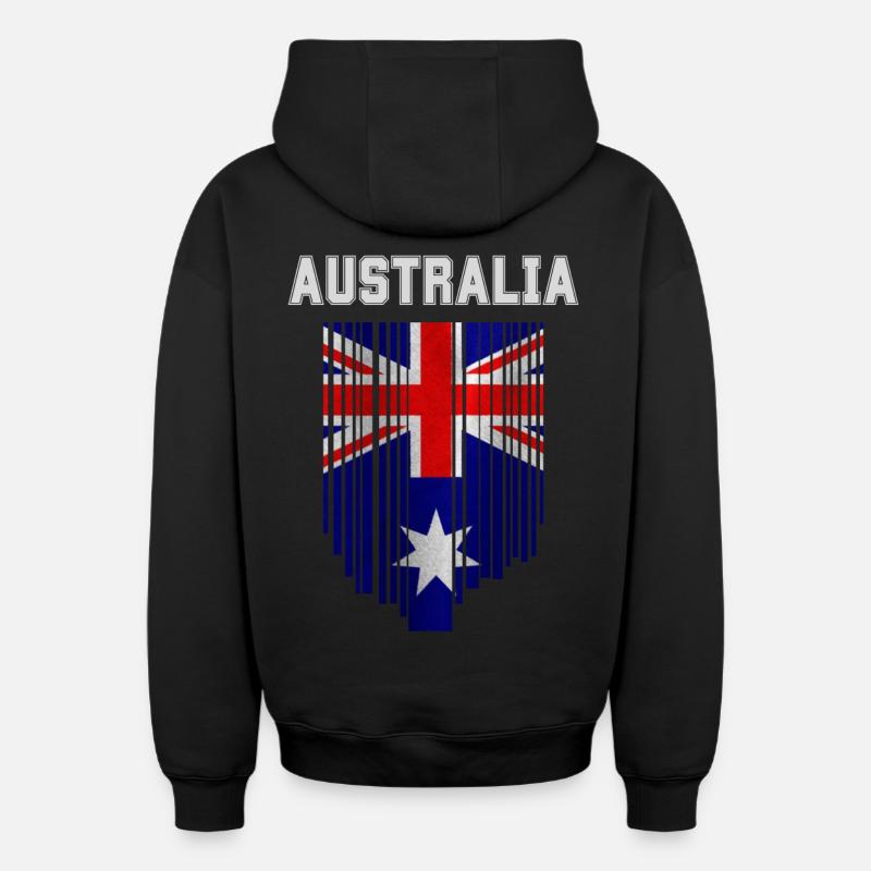 Drapeau australien, fierté australienne - Sweat à capuche unisexe zippé oversize épais SPREAD - noir