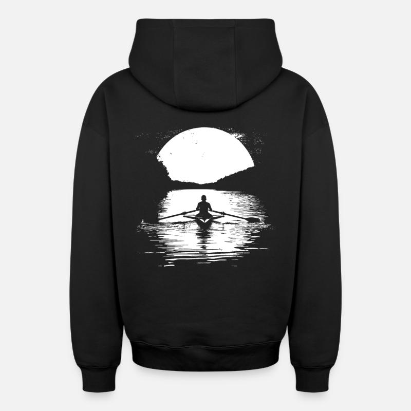 Graphismes d’aviron - Sweat à capuche unisexe zippé oversize épais SPREAD - noir