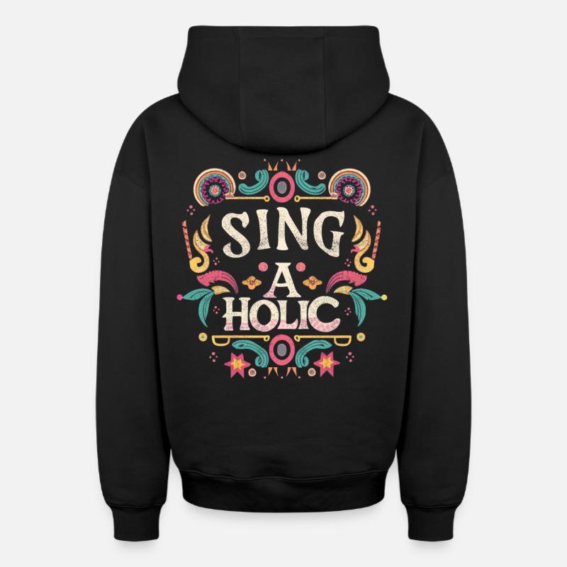 Accro de la chanson - Sweat à capuche unisexe zippé oversize épais SPREAD - noir