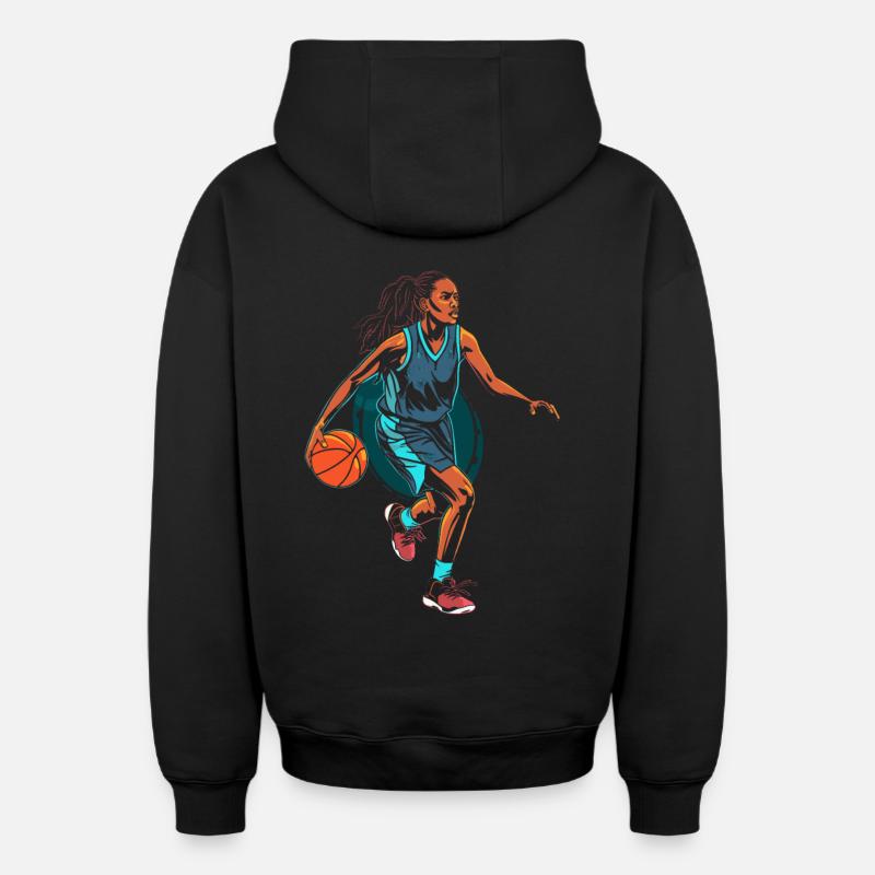 Basketteur - Sweat à capuche unisexe zippé oversize épais SPREAD - noir