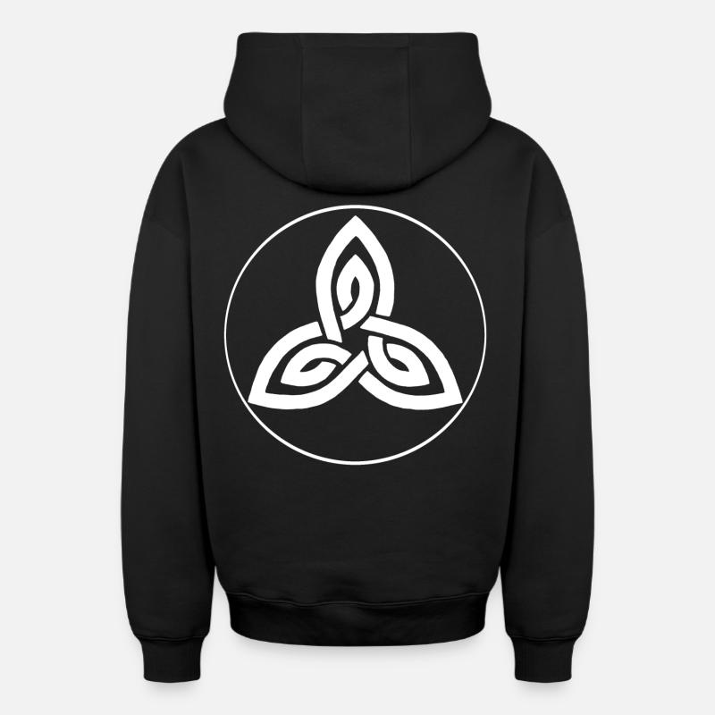 Fleur celte blanche - Sweat à capuche unisexe zippé oversize épais SPREAD - noir