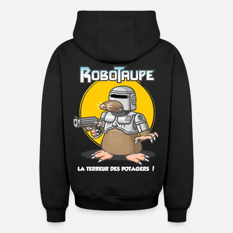 Robotaupe - Sweat à capuche unisexe zippé oversize épais SPREAD - noir