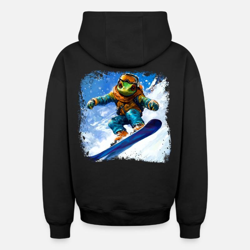 Snowboard Caméléon - Sweat à capuche unisexe zippé oversize épais SPREAD - noir