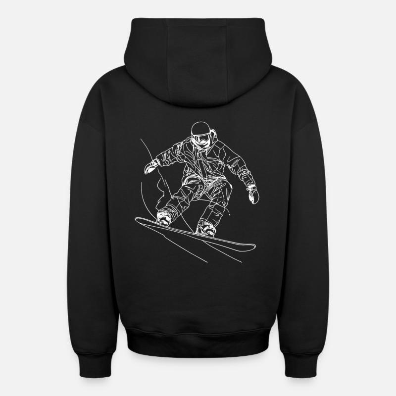 Dessin de snowboarder - Sweat à capuche unisexe zippé oversize épais SPREAD - noir