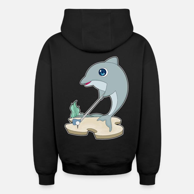 Dolphin Golf Golf Clubs - Sweat à capuche unisexe zippé oversize épais SPREAD - noir