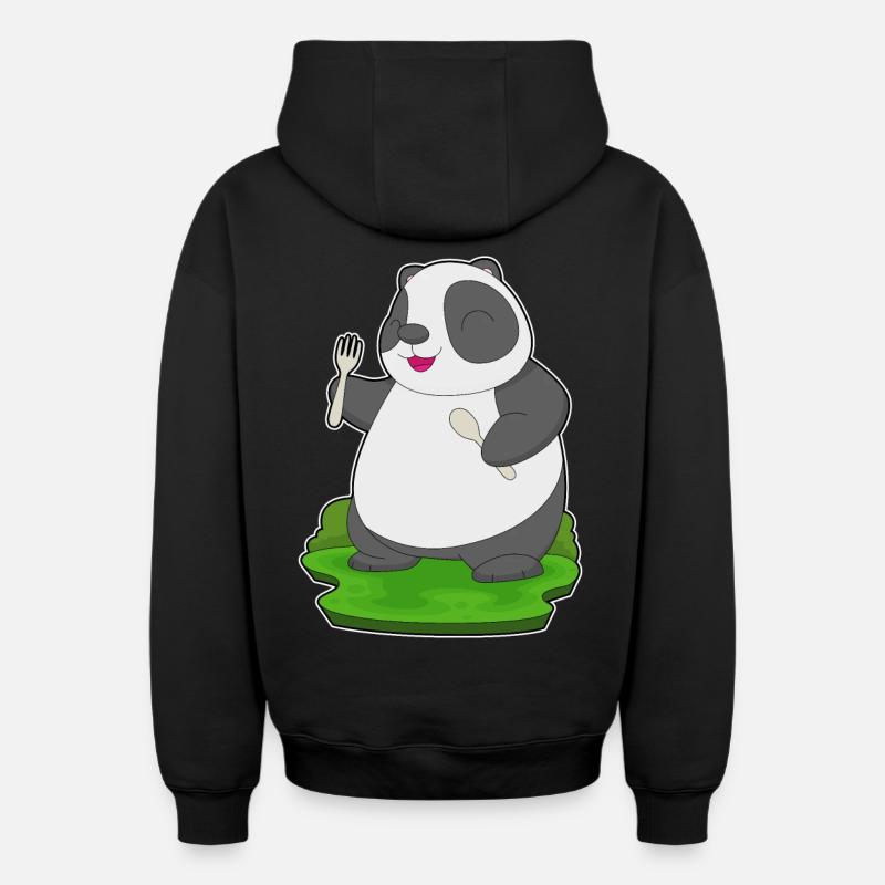 Fourchette cuillère panda - Sweat à capuche unisexe zippé oversize épais SPREAD - noir
