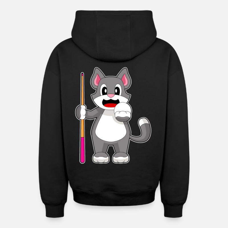 Katze Billiard Queue - Oversized Heavyweight Unisex Zip Hoodie - Schwarz