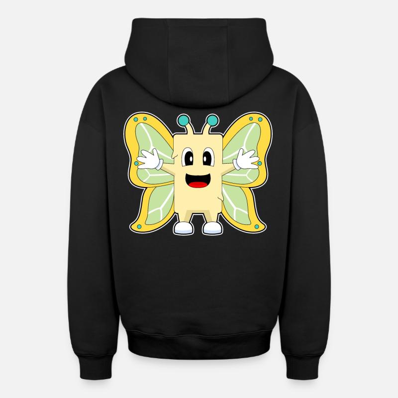 Beurre de papillon - Sweat à capuche unisexe zippé oversize épais SPREAD - noir