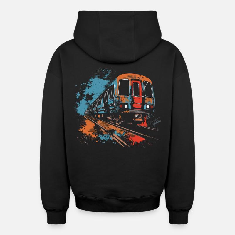 Chemin de fer - Sweat à capuche unisexe zippé oversize épais SPREAD - noir