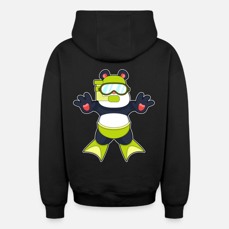 Lunettes de natation Panda - Sweat à capuche unisexe zippé oversize épais SPREAD - noir