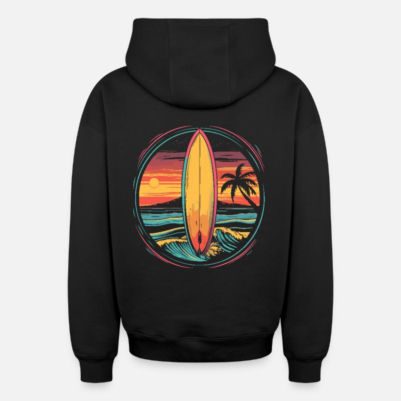 Œuvres d’art de surf - Sweat à capuche unisexe zippé oversize épais SPREAD - noir