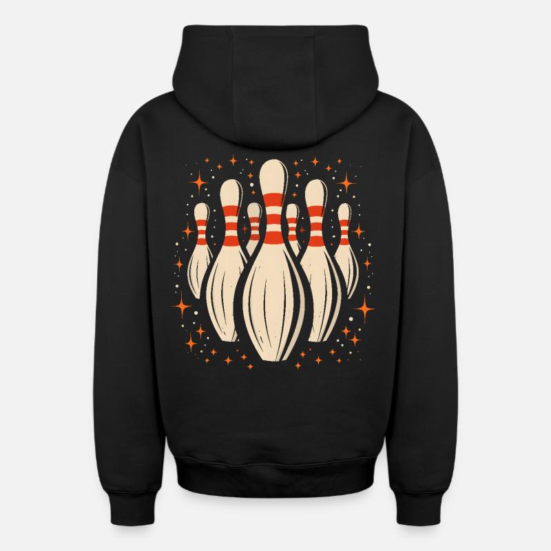 Quilles de bowling de dessin animé - Sweat à capuche unisexe zippé oversize épais SPREAD - noir
