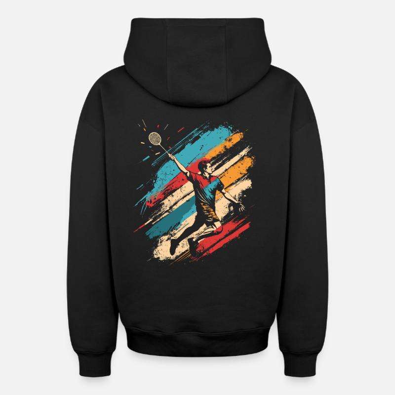 Badminton rétro - Sweat à capuche unisexe zippé oversize épais SPREAD - noir