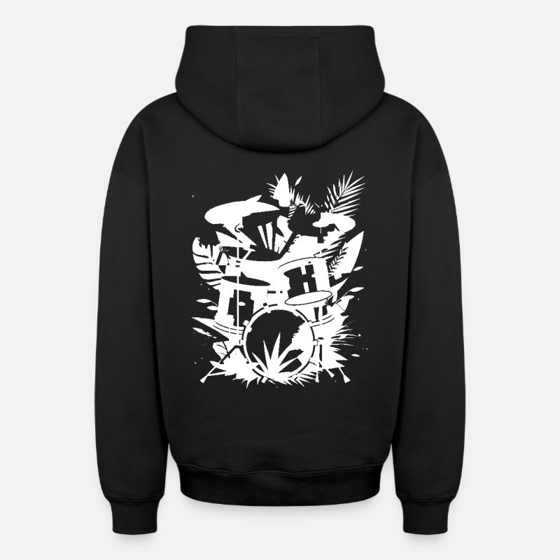 Graphiques de batterie - Sweat à capuche unisexe zippé oversize épais SPREAD - noir