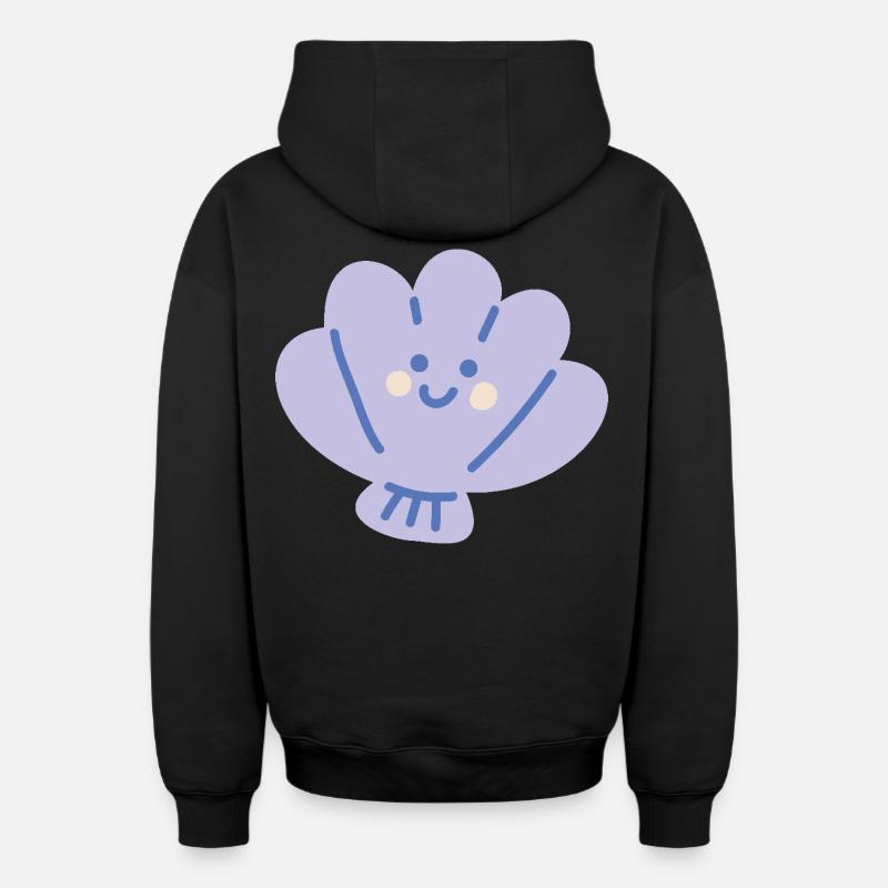 Coquille Océan - Sweat à capuche unisexe zippé oversize épais SPREAD - noir
