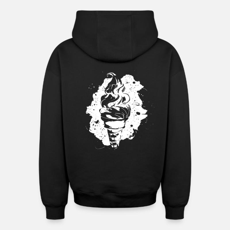 Graphique de crème glacée - Sweat à capuche unisexe zippé oversize épais SPREAD - noir