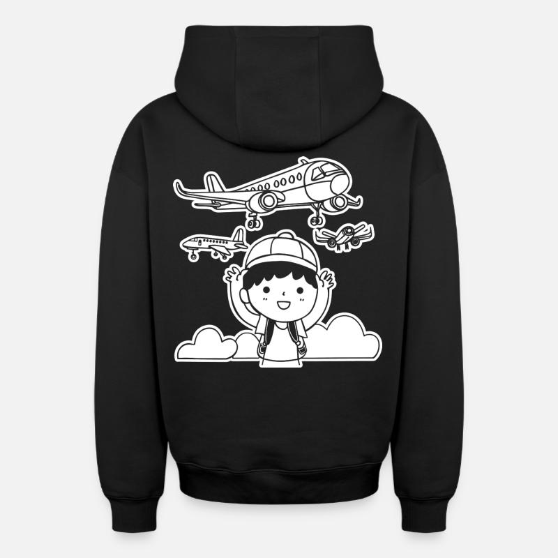Drôles d’avions - Sweat à capuche unisexe zippé oversize épais SPREAD - noir