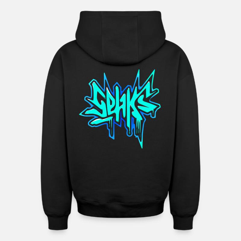 Sehks bleu - Sweat à capuche unisexe zippé oversize épais SPREAD - noir