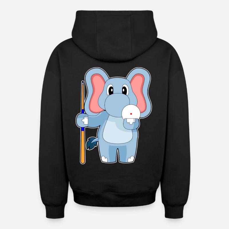 Cue de billard éléphant - Sweat à capuche unisexe zippé oversize épais SPREAD - noir