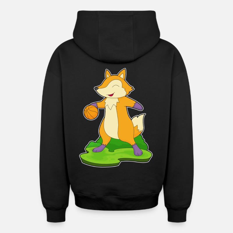 Fox Basketteur Basketteur - Sweat à capuche unisexe zippé oversize épais SPREAD - noir