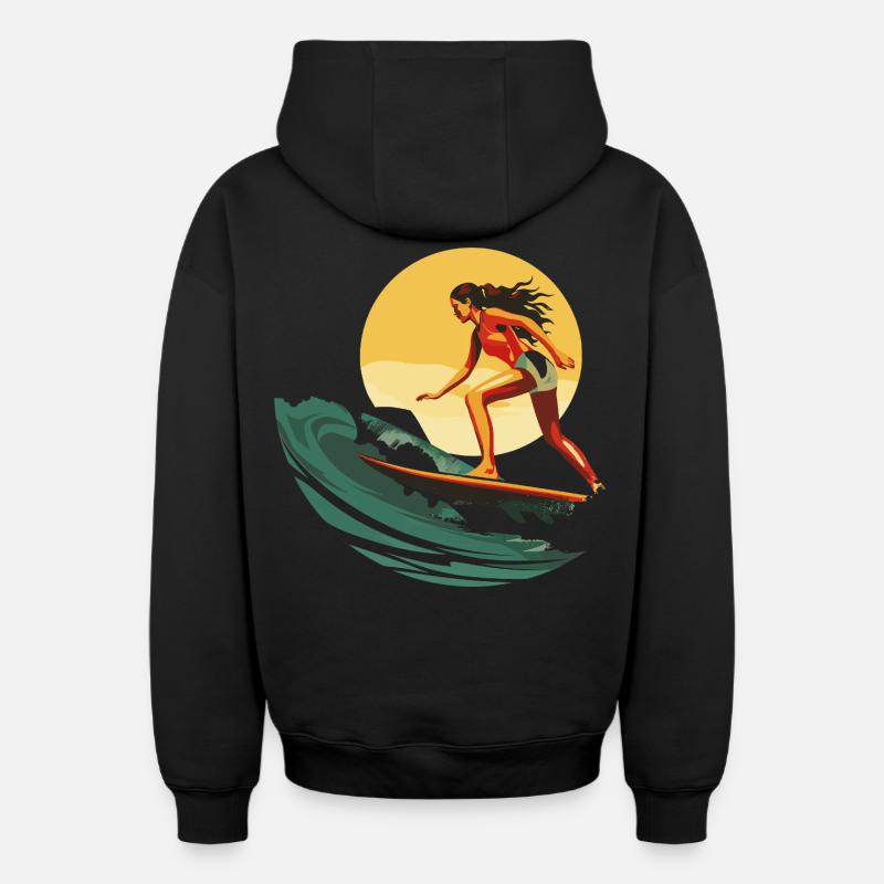 Surfeur - Sweat à capuche unisexe zippé oversize épais SPREAD - noir
