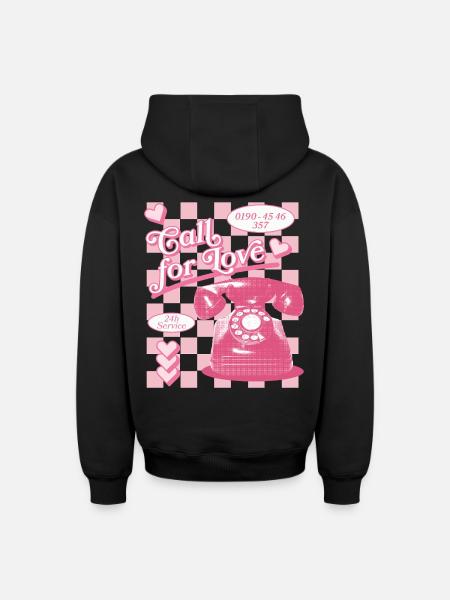 Call for Love Hotline Aesthetics - Oversized Heavyweight Unisex Zip Hoodie - black