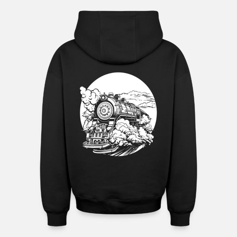 Train - Sweat à capuche unisexe zippé oversize épais SPREAD - noir