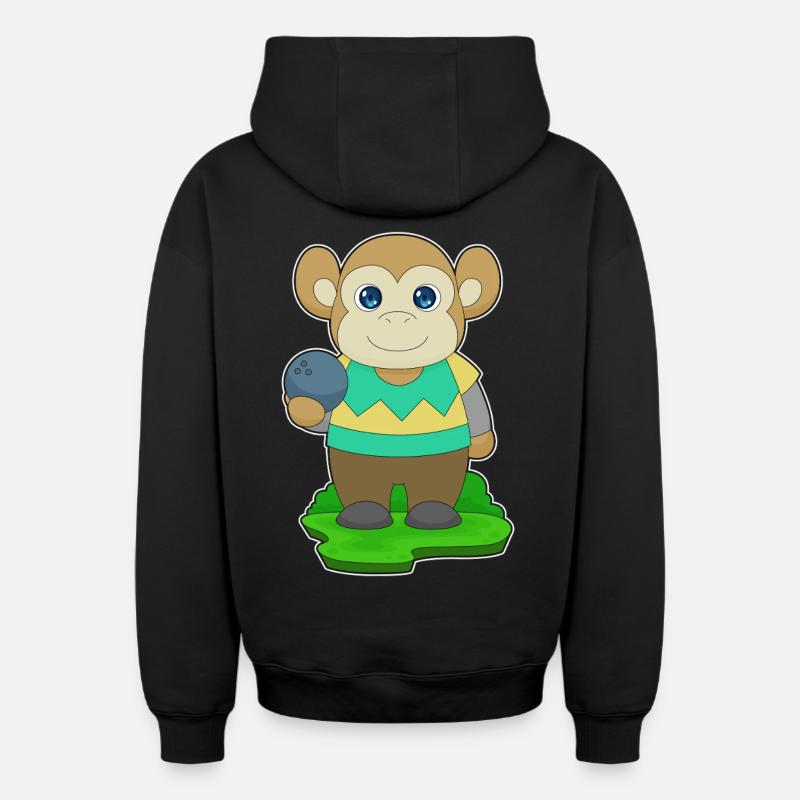 Affe Bowling Bowlingkugel - Oversized Heavyweight Unisex Zip Hoodie - Schwarz