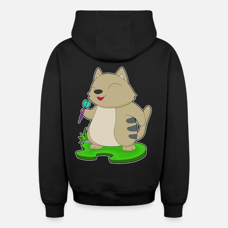 Cat Dart Dart - Sweat à capuche unisexe zippé oversize épais SPREAD - noir