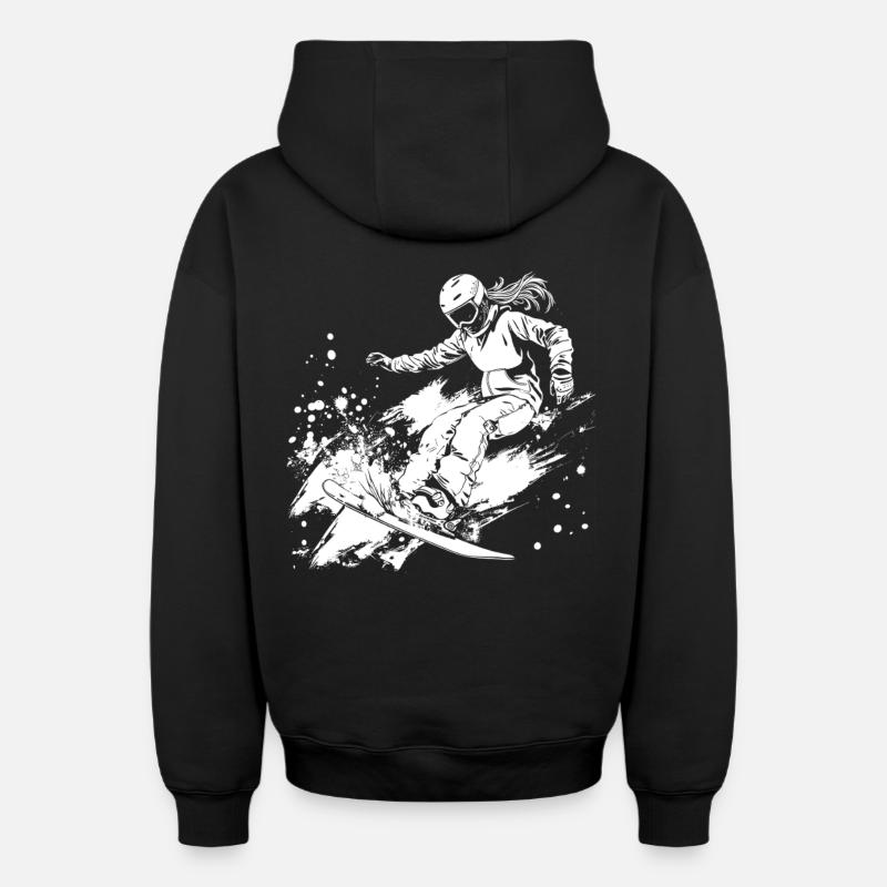 Snowboarder - Sweat à capuche unisexe zippé oversize épais SPREAD - noir