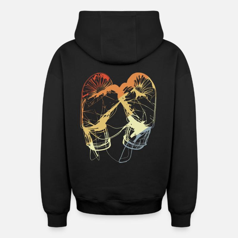 Gants de boxe rétro - Sweat à capuche unisexe zippé oversize épais SPREAD - noir