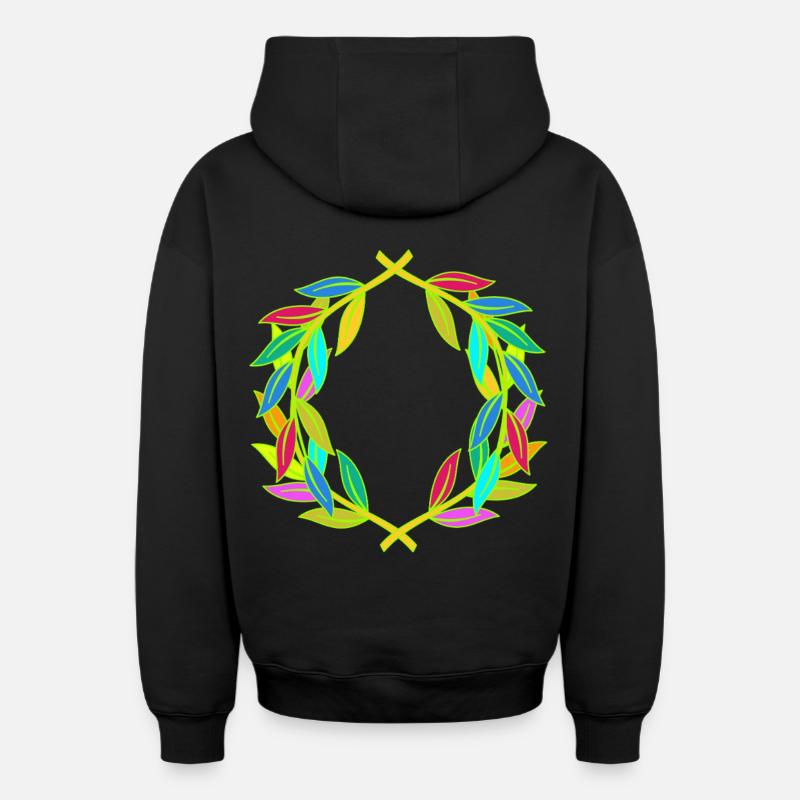 Regenbogen Lorbeerkranz Lorbeer - Oversized Heavyweight Unisex Zip Hoodie - Schwarz