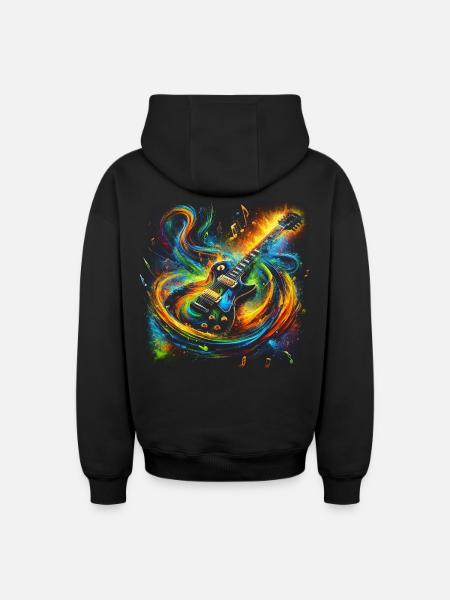 Farbenfroher Gitarrenausdruck - Oversized Heavyweight Unisex Zip Hoodie - Schwarz