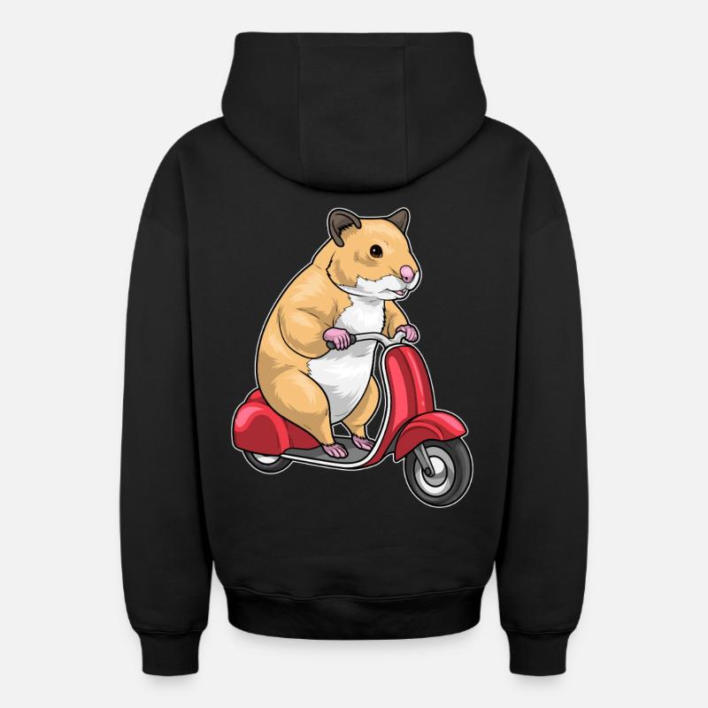 Hamster Scooter - Sweat à capuche unisexe zippé oversize épais SPREAD - noir