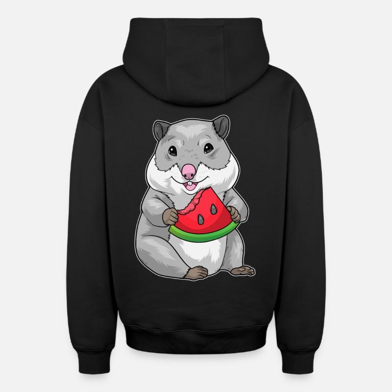 Hamster Pastèque - Sweat à capuche unisexe zippé oversize épais SPREAD - noir