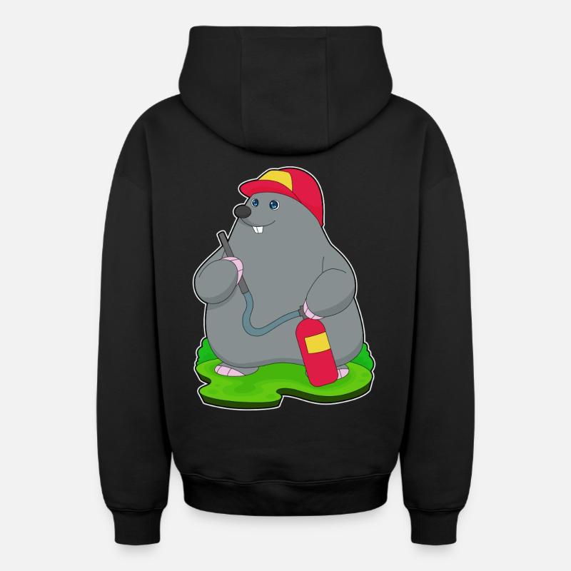 Extincteur de pompier taupe - Sweat à capuche unisexe zippé oversize épais SPREAD - noir