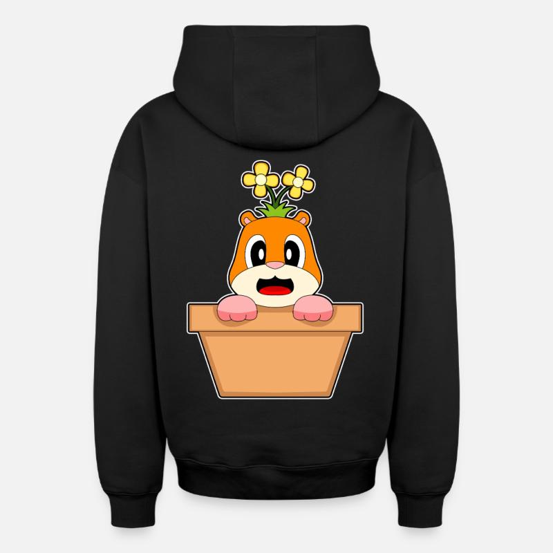 Fleur de hamster - Sweat à capuche unisexe zippé oversize épais SPREAD - noir