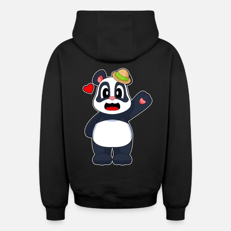 Chapeau Panda - Sweat à capuche unisexe zippé oversize épais SPREAD - noir